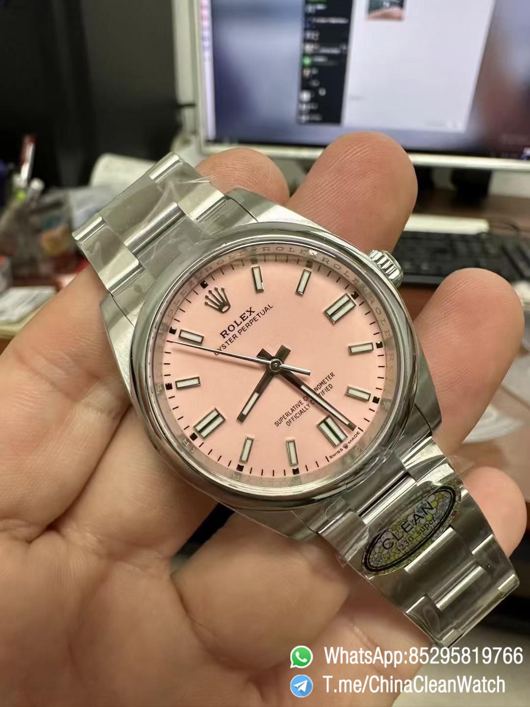 Clean Factory Watches Oyster Perpetual 124300 CF OP 41mm 904L Steel Pink Dial VR3230 Movement 02 Clean Factory Watches Oyster Perpetual 124300 CF OP 41mm 904L Steel Pink Dial VR3230 Movement 02