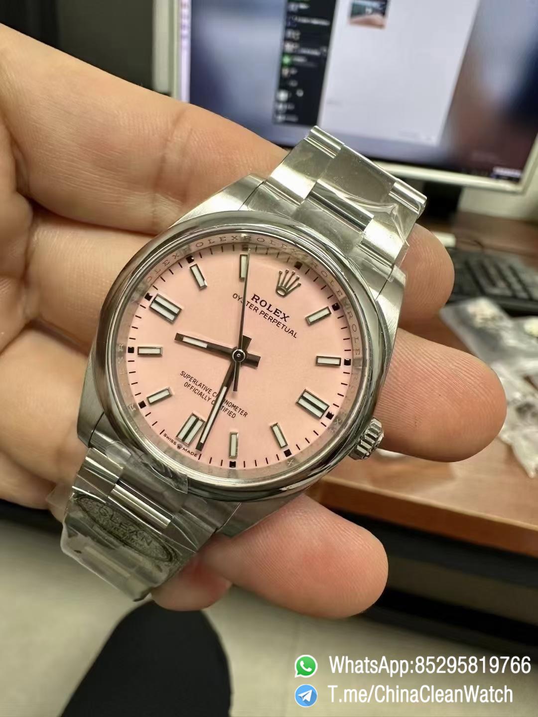 Clean Factory Watches Oyster Perpetual 124300 CF OP 41mm 904L Steel Pink Dial VR3230 Movement 03 Clean Factory Watches Oyster Perpetual 124300 CF OP 41mm 904L Steel Pink Dial VR3230 Movement 03