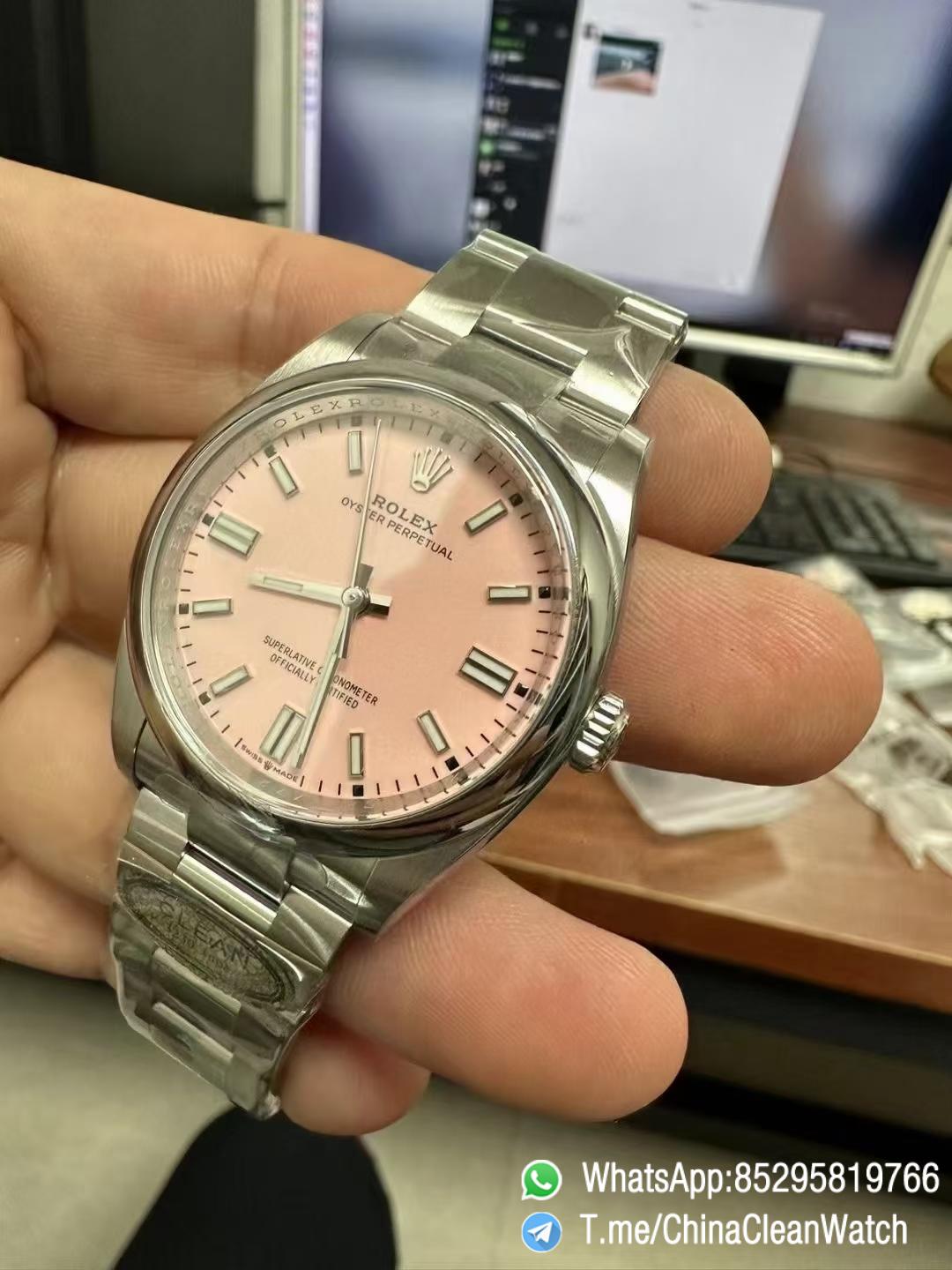 Clean Factory Watches Oyster Perpetual 124300 CF OP 41mm 904L Steel Pink Dial VR3230 Movement 04 Clean Factory Watches Oyster Perpetual 124300 CF OP 41mm 904L Steel Pink Dial VR3230 Movement 04