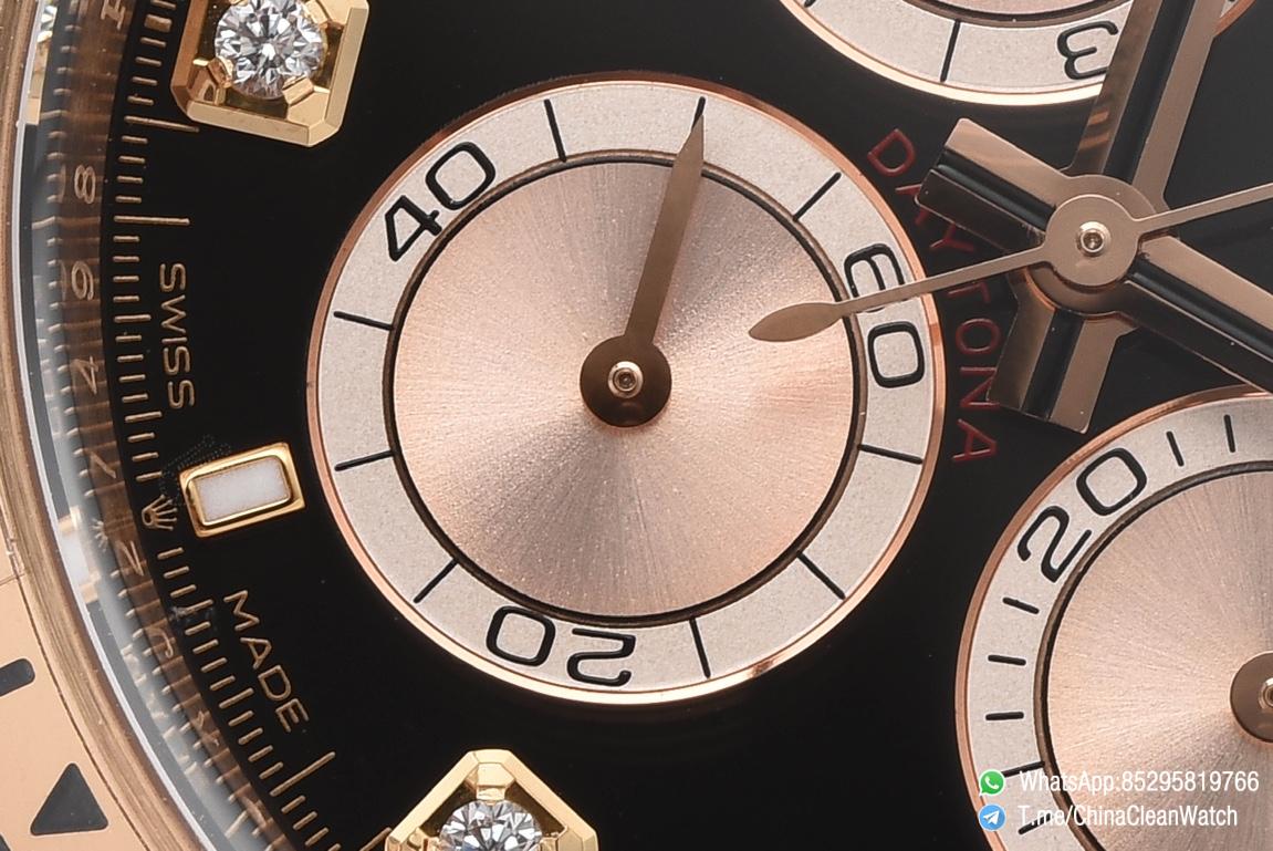 Clean Factory Daytona 126505 Rose Gold Case Bracelet Bright Black and Sundust Set with Diamonds Dial SH4131 Movement 05 Clean Factory Daytona 126505 Rose Gold Case Bracelet Bright Black and Sundust Set with Diamonds Dial SH4131 Movement 05