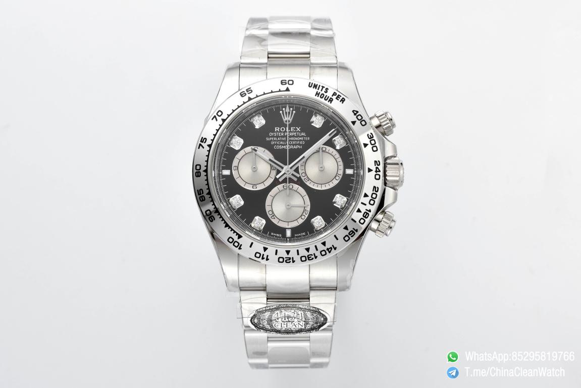 Clean Factory Daytona 126509 Black and Steel Set with Diamonds Dial Oystersteel Bracelet SH4131 Movement 01 Clean Factory Daytona 126509 Black and Steel Set with Diamonds Dial Oystersteel Bracelet SH4131 Movement 01