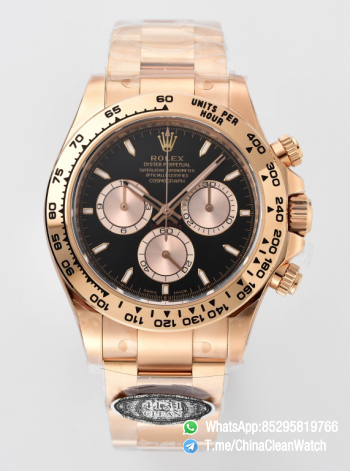 Clean Factory Rolex Daytona 126505 Rose Gold Case Bracelet Black Dial with Rose Gold Sub Dial SH4131 Movement 00