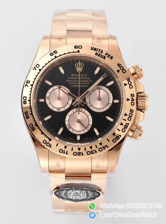 Clean Factory Rolex Daytona 126505 Rose Gold Case Bracelet Black Dial with Rose Gold Sub Dial SH4131 Movement 00 Clean Factory Rolex Daytona 126505 Rose Gold Case Bracelet Black Dial with Rose Gold Sub Dial SH4131 Movement 00