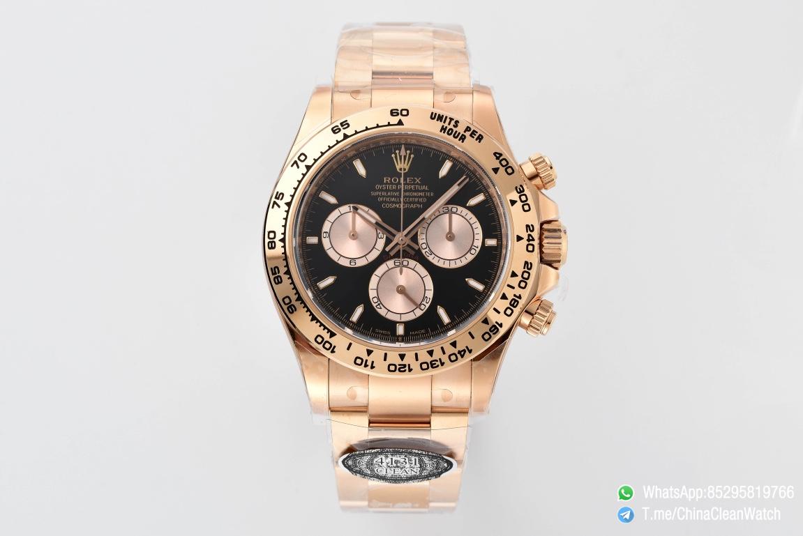 Clean Factory Rolex Daytona 126505 Rose Gold Case Bracelet Black Dial with Rose Gold Sub Dial SH4131 Movement 01 Clean Factory Rolex Daytona 126505 Rose Gold Case Bracelet Black Dial with Rose Gold Sub Dial SH4131 Movement 01
