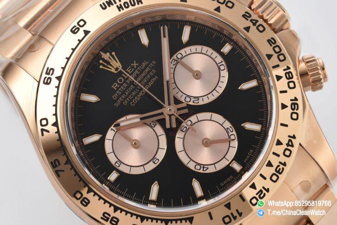 Clean Factory Rolex Daytona 126505 Rose Gold Case Bracelet Black Dial with Rose Gold Sub Dial SH4131 Movement 03