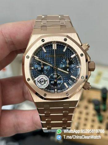 APS Factory SuperClone AP Royal Oak Chrono 26240 Blue Dial Rose Gold Super Clone 4401 Movement 01