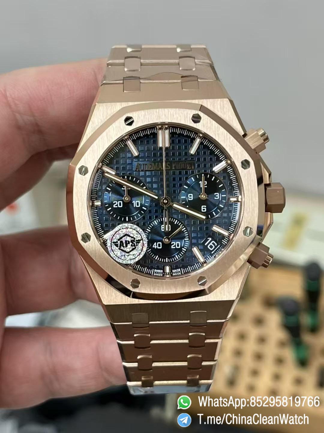 APS Factory SuperClone AP Royal Oak Chrono 26240 Blue Dial Rose Gold Super Clone 4401 Movement 03 APS Factory SuperClone AP Royal Oak Chrono 26240 Blue Dial Rose Gold Super Clone 4401 Movement 03