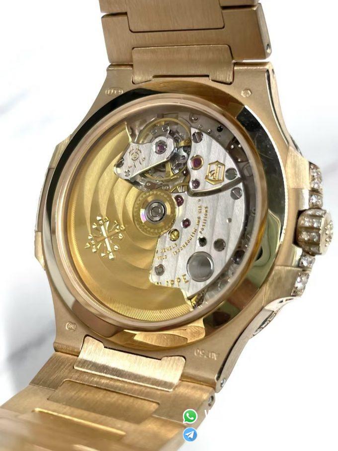 CNC Premium Patek Philippe Nautilus 7118 Ice Out Coating Lab Diamonds on Rose Gold Case with Genuine 324 Movement 08