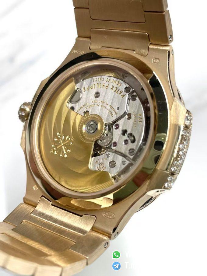 CNC Premium Patek Philippe Nautilus 7118 Ice Out Coating Lab Diamonds on Rose Gold Case with Genuine 324 Movement 09