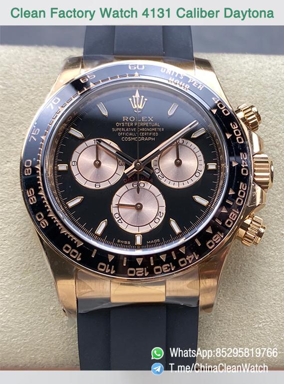 Clean Factory Daytona 126515LN 18K Rose Gold Plated Case Black and Rose Gold Dial Oysterflex Strap SH4131 000 Clean Factory Daytona 126515LN 18K Rose Gold Plated Case Black and Rose Gold Dial Oysterflex Strap SH4131 000