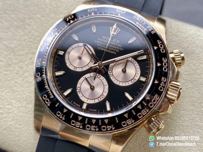 Clean Factory Daytona 126515LN 18K Rose Gold Plated Case Black and Rose Gold Dial Oysterflex Strap SH4131 02