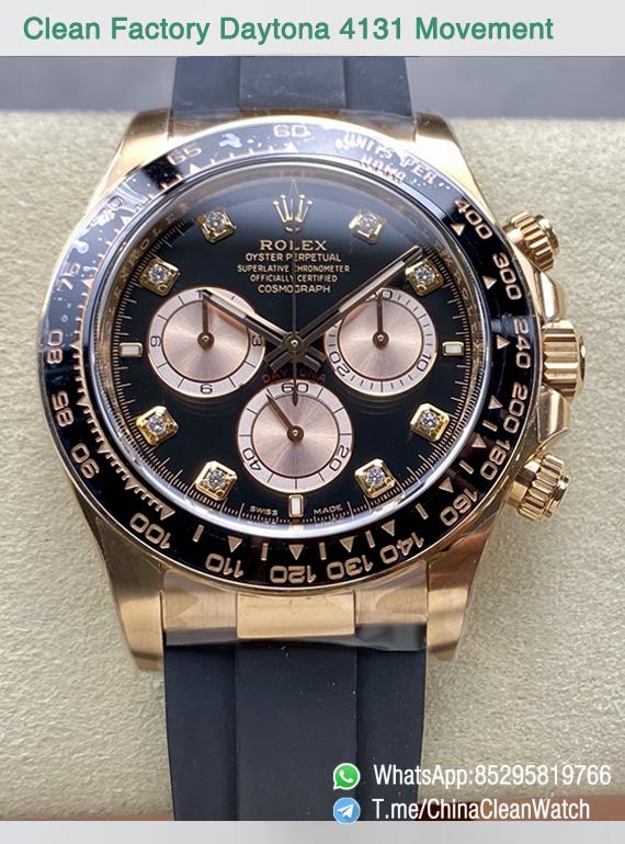 Clean Factory Rolex Daytona 126515LN Black Dial with Diamonds Markers 18K Rose Gold Case Oysterflex Strap SH4131 Movement 00 Clean Factory Rolex Daytona 126515LN Black Dial with Diamonds Markers 18K Rose Gold Case Oysterflex Strap SH4131 Movement 00