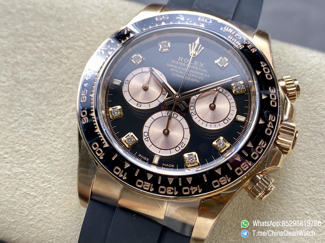 Clean Factory Rolex Daytona 126515LN Black Dial with Diamonds Markers 18K Rose Gold Case Oysterflex Strap SH4131 Movement 03 Clean Factory Rolex Daytona 126515LN Black Dial with Diamonds Markers 18K Rose Gold Case Oysterflex Strap SH4131 Movement 03