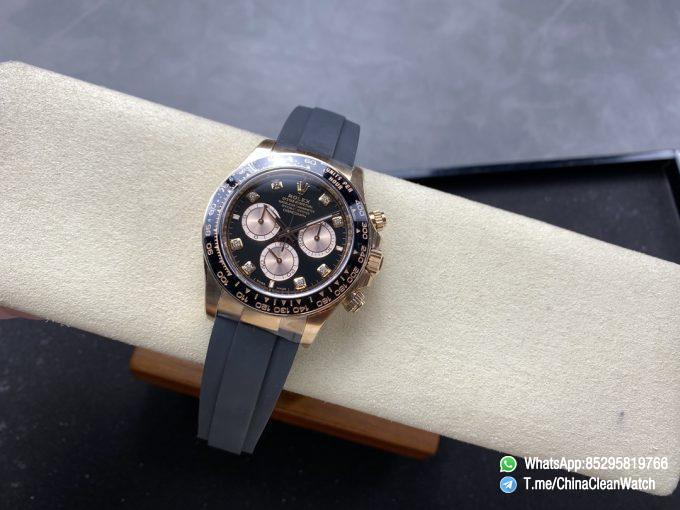 Clean Factory Rolex Daytona 126515LN Black Dial with Diamonds Markers 18K Rose Gold Case Oysterflex Strap SH4131 Movement 04
