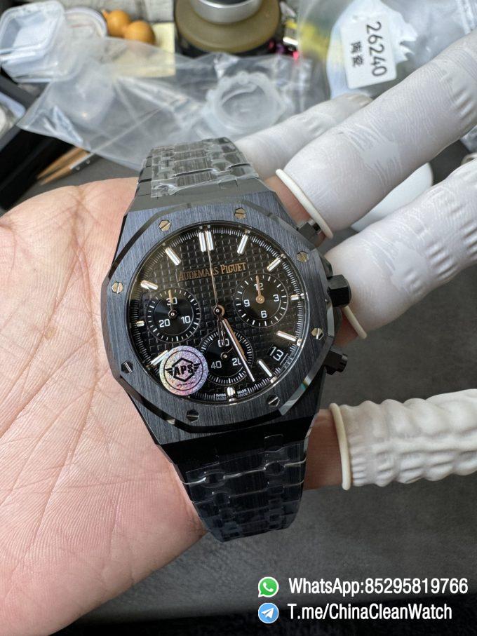 APS Factory Super Clone AP Royal Oak Chrono 26240 Black Dial Black Ceramic Case and Bracelet SuperClone 4401 Movement 04