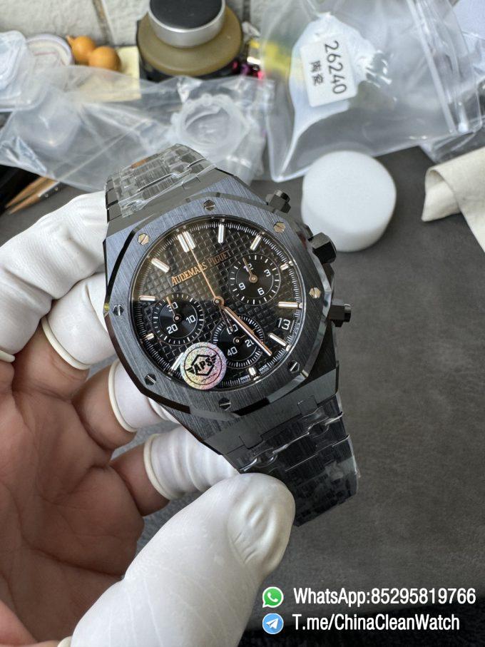 APS Factory Super Clone AP Royal Oak Chrono 26240 Black Dial Black Ceramic Case and Bracelet SuperClone 4401 Movement 05