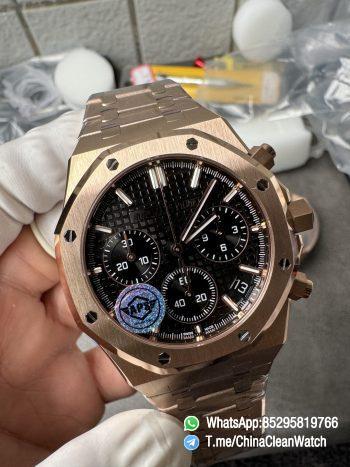 APS Factory Super Clone AP Royal Oak Chrono 26240 Black Dial on Rose Gold Case and Bracelet SuperClone 4401 Movement 02