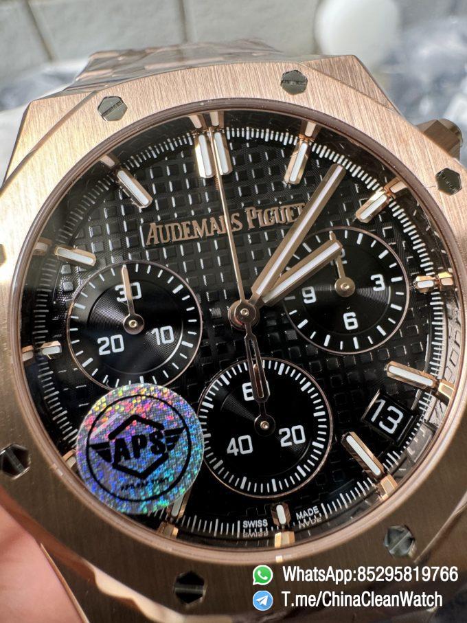 APS Factory Super Clone AP Royal Oak Chrono 26240 Black Dial on Rose Gold Case and Bracelet SuperClone 4401 Movement 03