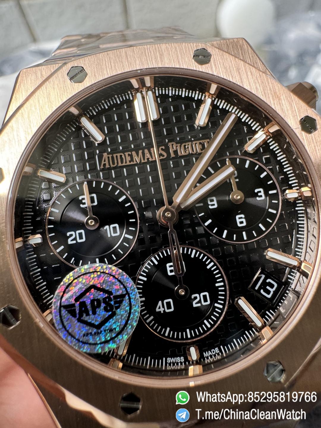 APS Factory Super Clone AP Royal Oak Chrono 26240 Black Dial on Rose Gold Case and Bracelet SuperClone 4401 Movement 03 APS Factory Super Clone AP Royal Oak Chrono 26240 Black Dial on Rose Gold Case and Bracelet SuperClone 4401 Movement 03