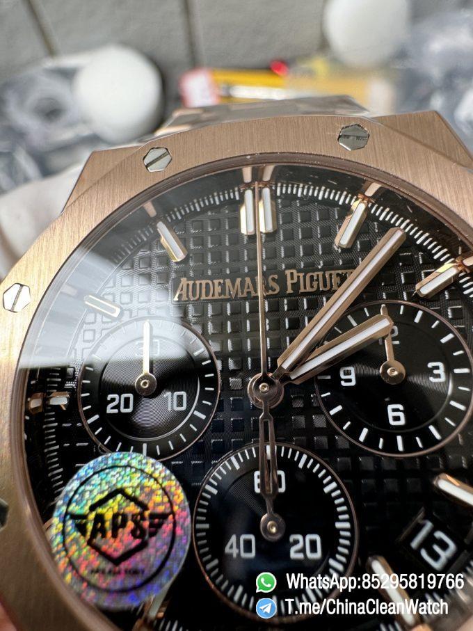 APS Factory Super Clone AP Royal Oak Chrono 26240 Black Dial on Rose Gold Case and Bracelet SuperClone 4401 Movement 04