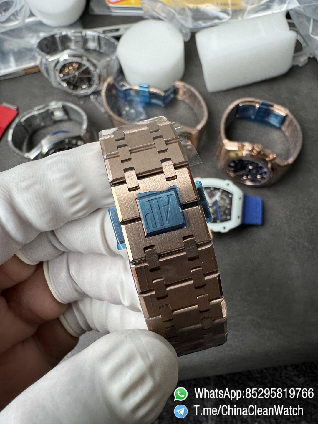 APS Factory Super Clone AP Royal Oak Chrono 26240 Black Dial on Rose Gold Case and Bracelet SuperClone 4401 Movement 09 APS Factory Super Clone AP Royal Oak Chrono 26240 Black Dial on Rose Gold Case and Bracelet SuperClone 4401 Movement 09