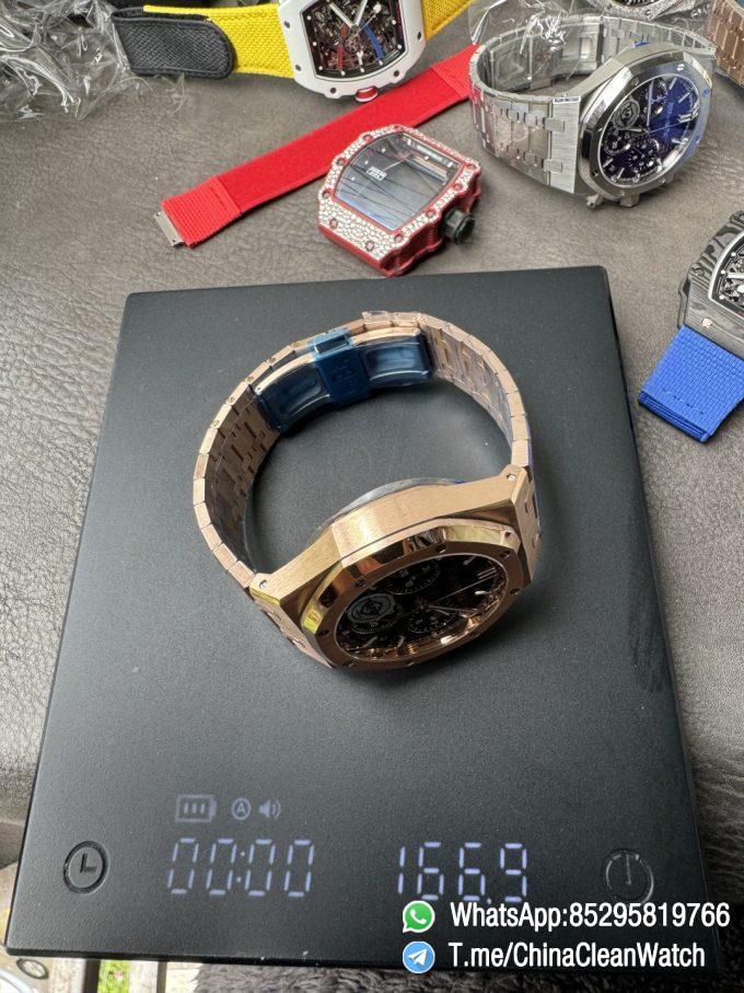 APS Factory Super Clone AP Royal Oak Chrono 26240 Black Dial on Rose Gold Case and Bracelet SuperClone 4401 Movement 11