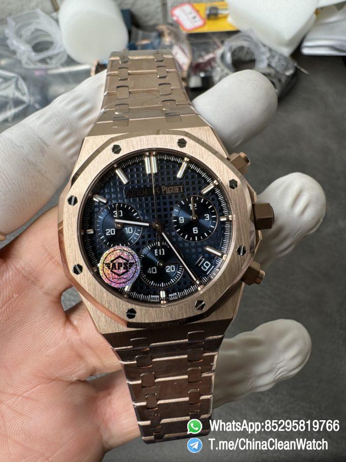 APS Factory Super Clone AP Royal Oak Chrono 26240 Blue Dial on Rose Gold Case and Bracelet SuperClone 4401 Movement 02