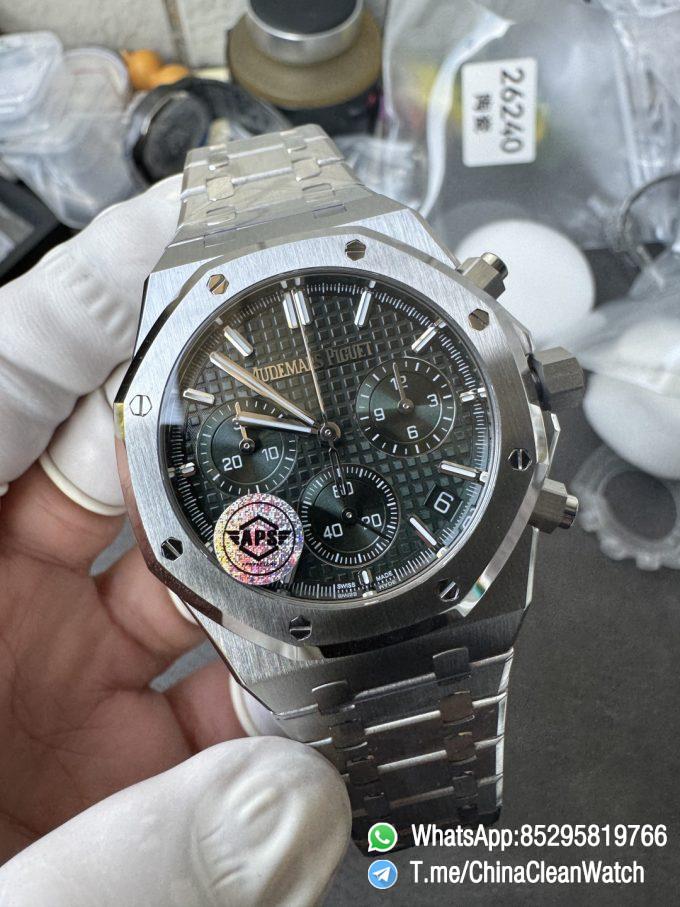 APS Factory Super Clone AP Royal Oak Chrono 26240 Green Dial on Stainless Steel Case and Bracelet SuperClone 4401 Movement 03