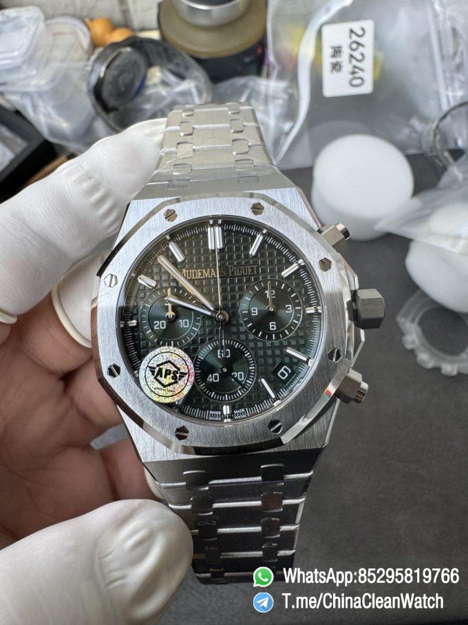 APS Factory Super Clone AP Royal Oak Chrono 26240 Green Dial on Stainless Steel Case and Bracelet SuperClone 4401 Movement 04