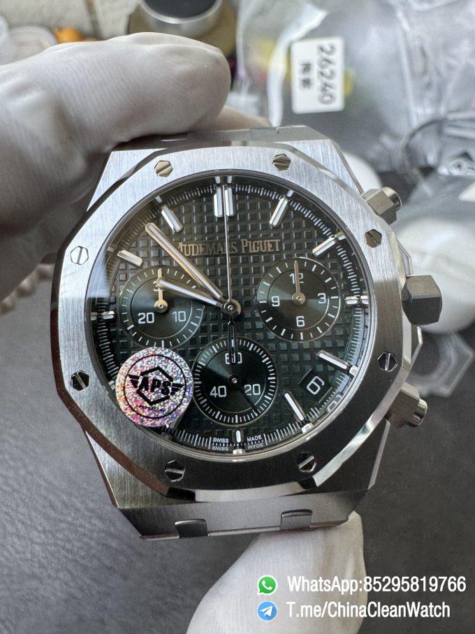 APS Factory Super Clone AP Royal Oak Chrono 26240 Green Dial on Stainless Steel Case and Bracelet SuperClone 4401 Movement 06
