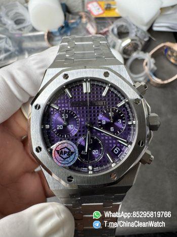 APS Factory Super Clone AP Royal Oak Chrono 26240 Purple Dial on Stainless Steel Case and Bracelet SuperClone 4401 Movement 01