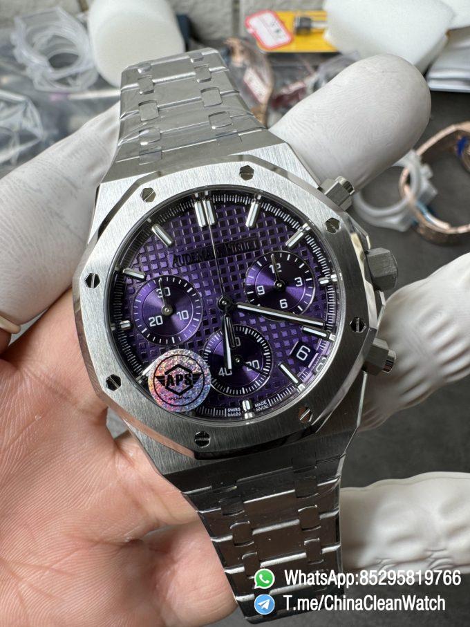 APS Factory Super Clone AP Royal Oak Chrono 26240 Purple Dial on Stainless Steel Case and Bracelet SuperClone 4401 Movement 02