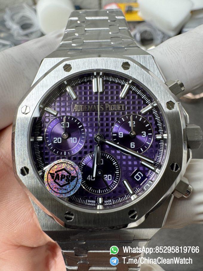 APS Factory Super Clone AP Royal Oak Chrono 26240 Purple Dial on Stainless Steel Case and Bracelet SuperClone 4401 Movement 03