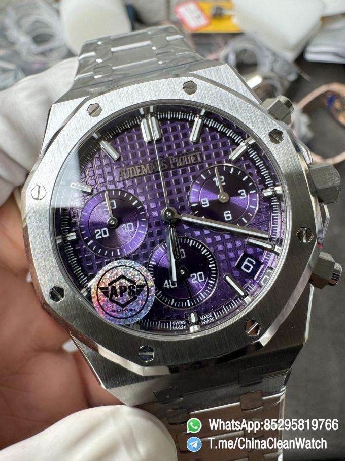 APS Factory Super Clone AP Royal Oak Chrono 26240 Purple Dial on Stainless Steel Case and Bracelet SuperClone 4401 Movement 04