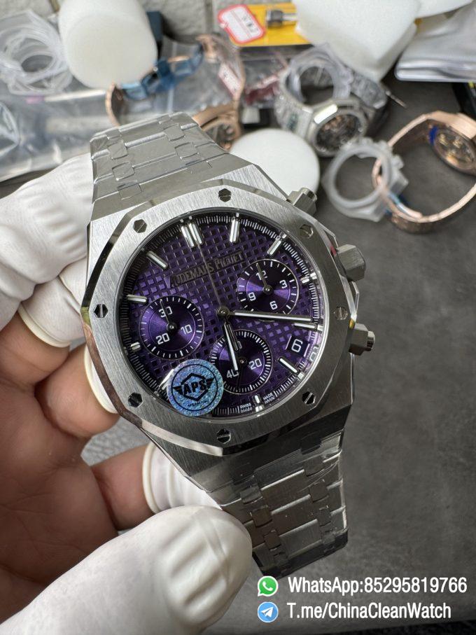 APS Factory Super Clone AP Royal Oak Chrono 26240 Purple Dial on Stainless Steel Case and Bracelet SuperClone 4401 Movement 05