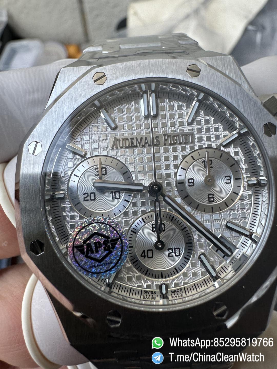 APS Factory Super Clone AP Royal Oak Chrono 26240 Silver Dial Stainless Steel Case and Bracelet SuperClone 4401 Movement 04 APS Factory Super Clone AP Royal Oak Chrono 26240 Silver Dial Stainless Steel Case and Bracelet SuperClone 4401 Movement 04