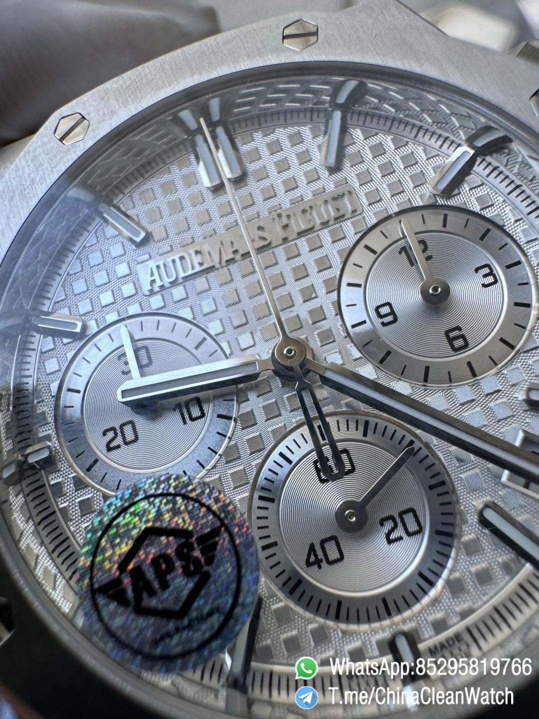 APS Factory Super Clone AP Royal Oak Chrono 26240 Silver Dial Stainless Steel Case and Bracelet SuperClone 4401 Movement 07 APS Factory Super Clone AP Royal Oak Chrono 26240 Silver Dial Stainless Steel Case and Bracelet SuperClone 4401 Movement 07