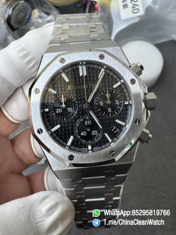 APS Factory Super Clone Royal Oak Chrono 26240 Black Dial on Stainless Steel Case and Bracelet SuperClone 4401 Movement 00