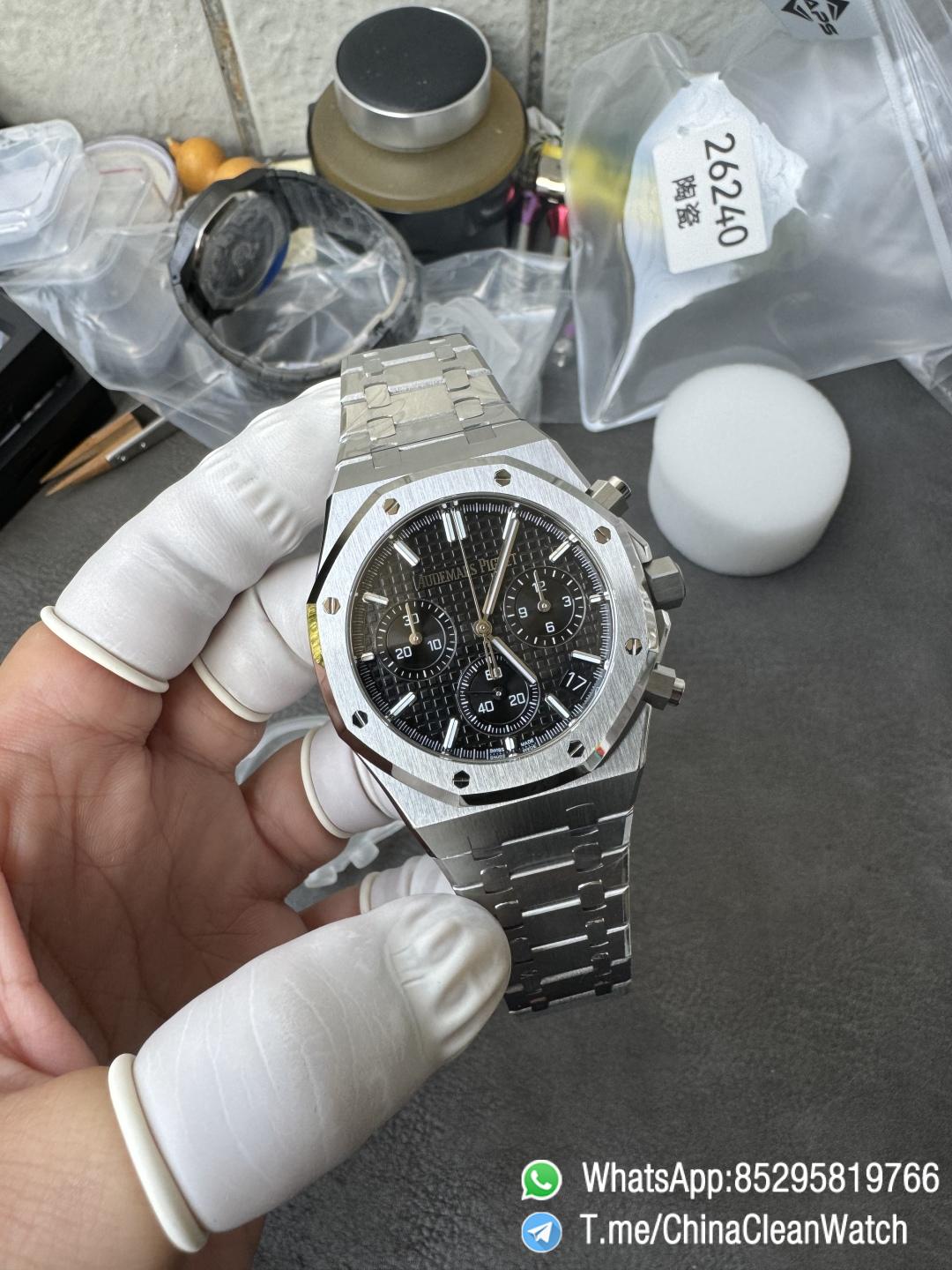 APS Factory Super Clone Royal Oak Chrono 26240 Black Dial on Stainless Steel Case and Bracelet SuperClone 4401 Movement 01 APS Factory Super Clone Royal Oak Chrono 26240 Black Dial on Stainless Steel Case and Bracelet SuperClone 4401 Movement 01