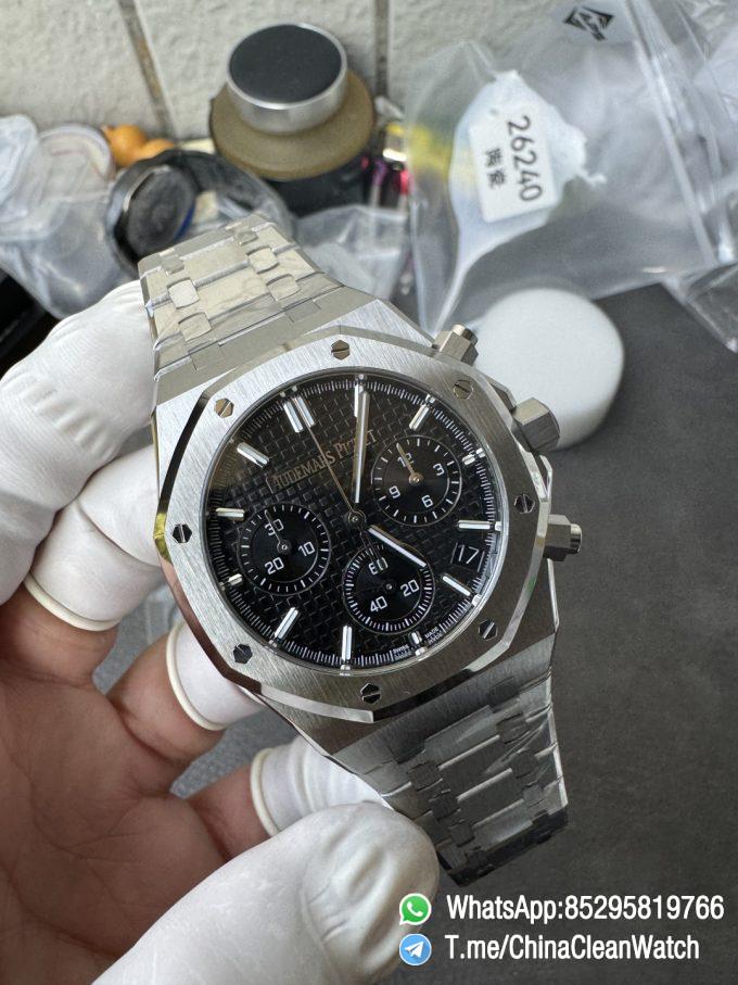 APS Factory Super Clone Royal Oak Chrono 26240 Black Dial on Stainless Steel Case and Bracelet SuperClone 4401 Movement 03