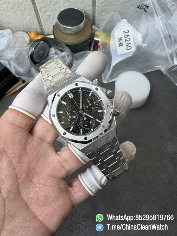 APS Factory Super Clone Royal Oak Chrono 26240 Black Dial on Stainless Steel Case and Bracelet SuperClone 4401 Movement 04