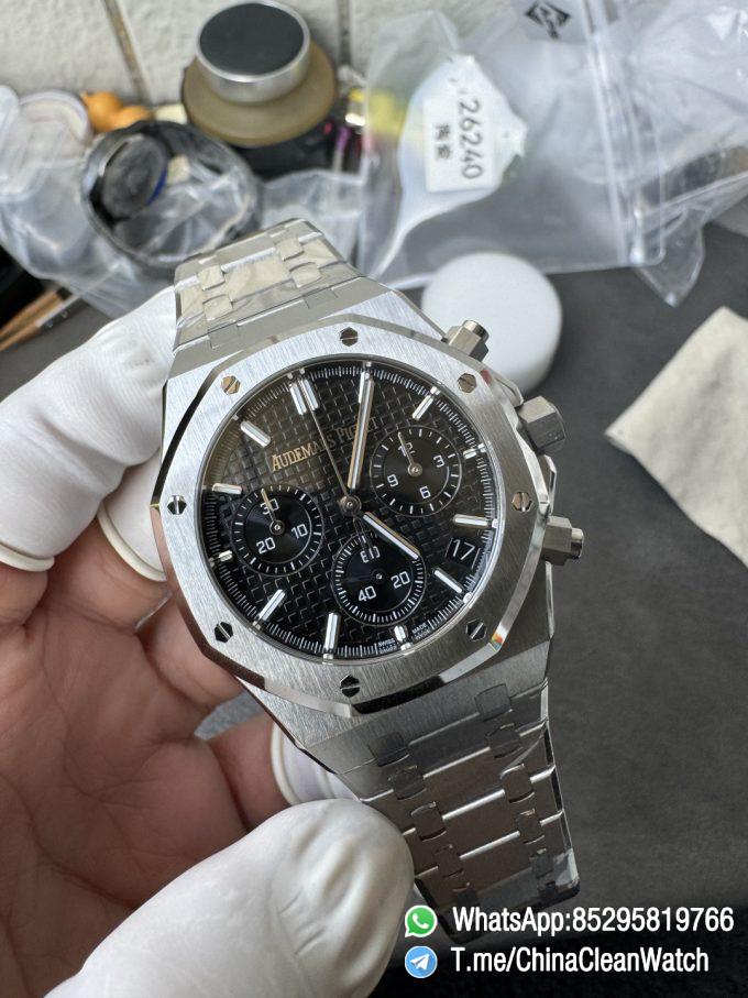 APS Factory Super Clone Royal Oak Chrono 26240 Black Dial on Stainless Steel Case and Bracelet SuperClone 4401 Movement 05