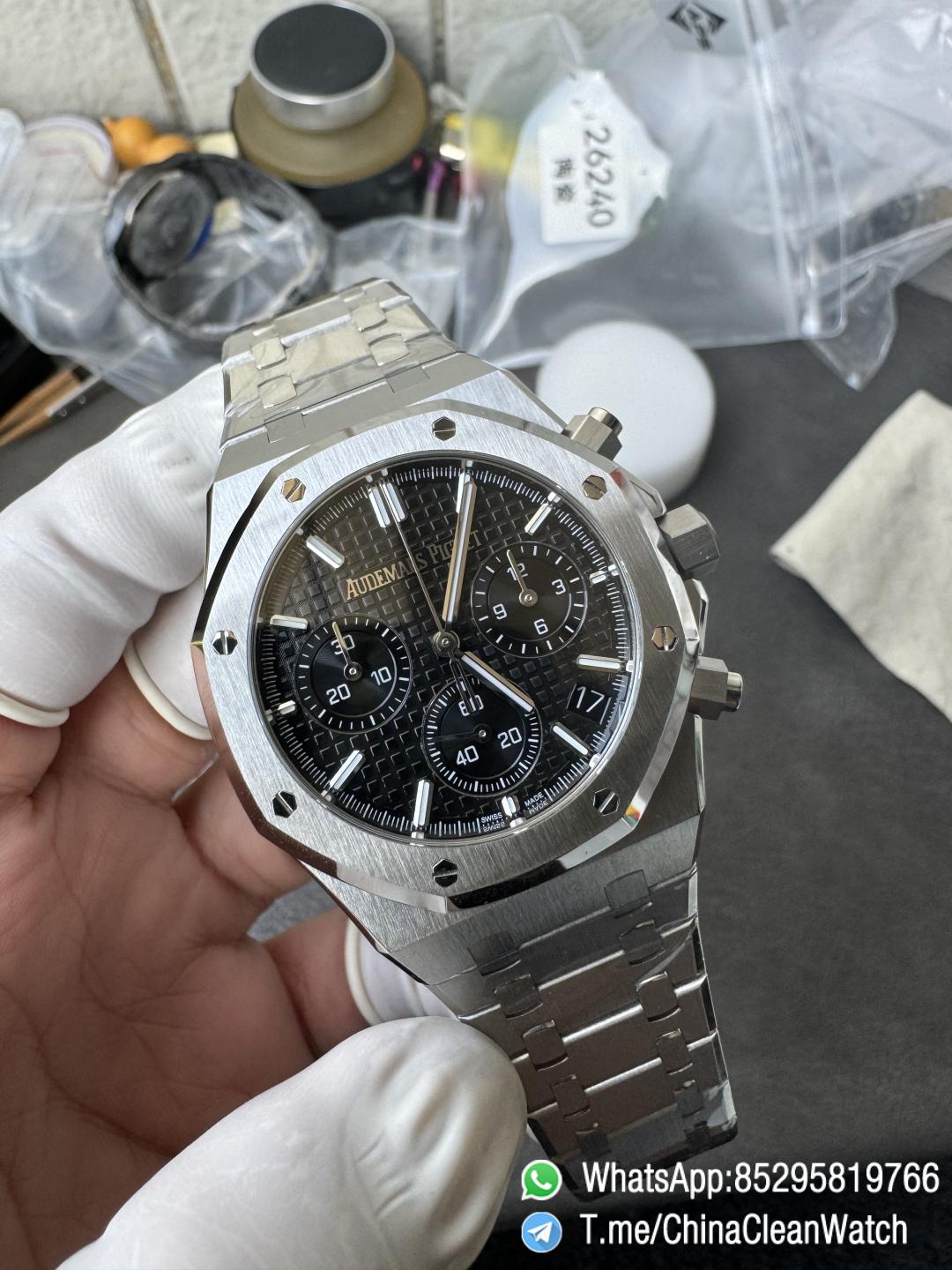 APS Factory Super Clone Royal Oak Chrono 26240 Black Dial on Stainless Steel Case and Bracelet SuperClone 4401 Movement 05 APS Factory Super Clone Royal Oak Chrono 26240 Black Dial on Stainless Steel Case and Bracelet SuperClone 4401 Movement 05