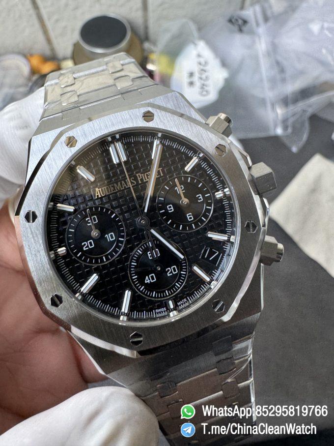 APS Factory Super Clone Royal Oak Chrono 26240 Black Dial on Stainless Steel Case and Bracelet SuperClone 4401 Movement 06