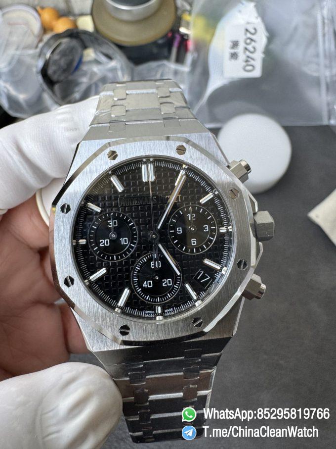 APS Factory Super Clone Royal Oak Chrono 26240 Black Dial on Stainless Steel Case and Bracelet SuperClone 4401 Movement 07