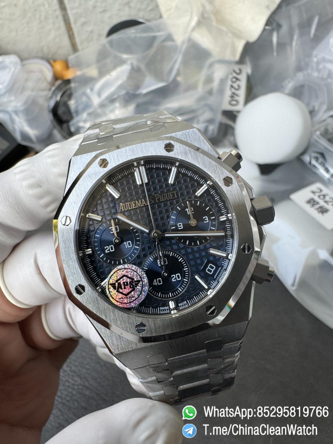 APS Factory Super Clone Royal Oak Chrono 26240 Blue Dial on Stainless Steel Case and Bracelet SuperClone 4401 Movement 02 APS Factory Super Clone Royal Oak Chrono 26240 Blue Dial on Stainless Steel Case and Bracelet SuperClone 4401 Movement 02
