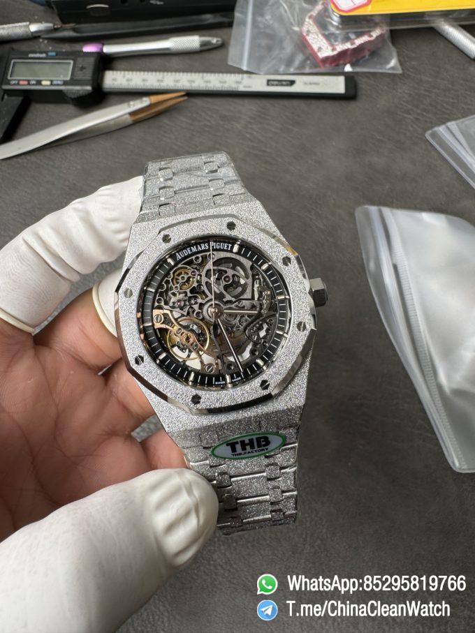 THB Factory Super Clone Royal Oak Openworked 15407 41mm Skeleton Dial Frosted Stainless Steel Case and Bracelet SA3132 V2 01