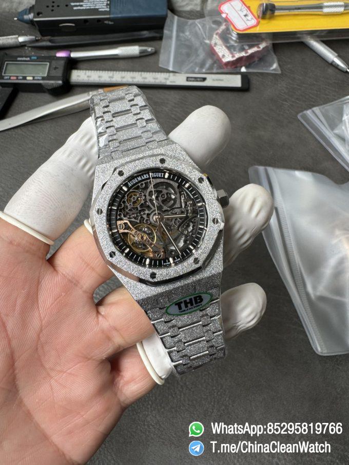 THB Factory Super Clone Royal Oak Openworked 15407 41mm Skeleton Dial Frosted Stainless Steel Case and Bracelet SA3132 V2 03