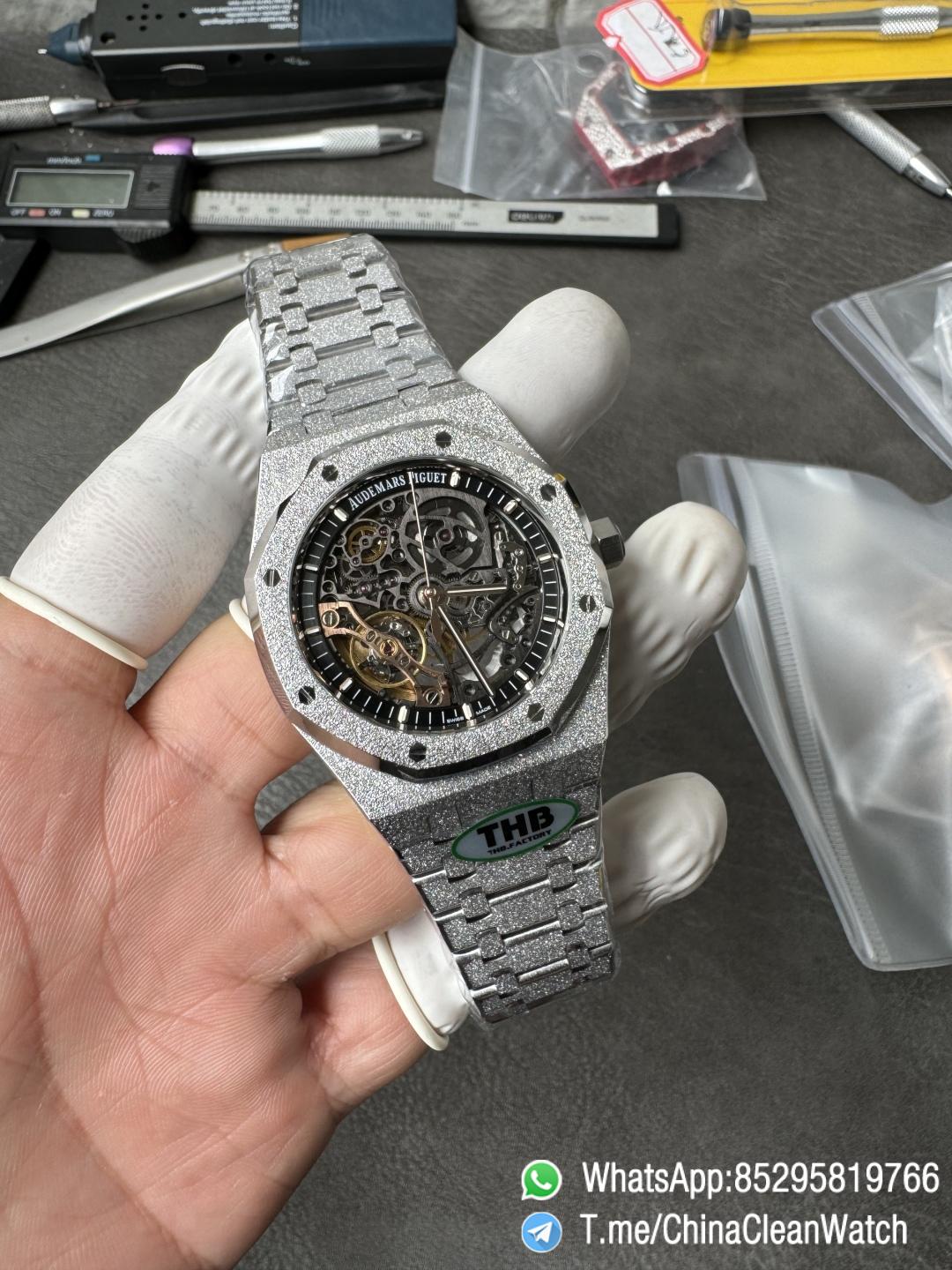 THB Factory Super Clone Royal Oak Openworked 15407 41mm Skeleton Dial Frosted Stainless Steel Case and Bracelet SA3132 V2 03 THB Factory Super Clone Royal Oak Openworked 15407 41mm Skeleton Dial Frosted Stainless Steel Case and Bracelet SA3132 V2 03