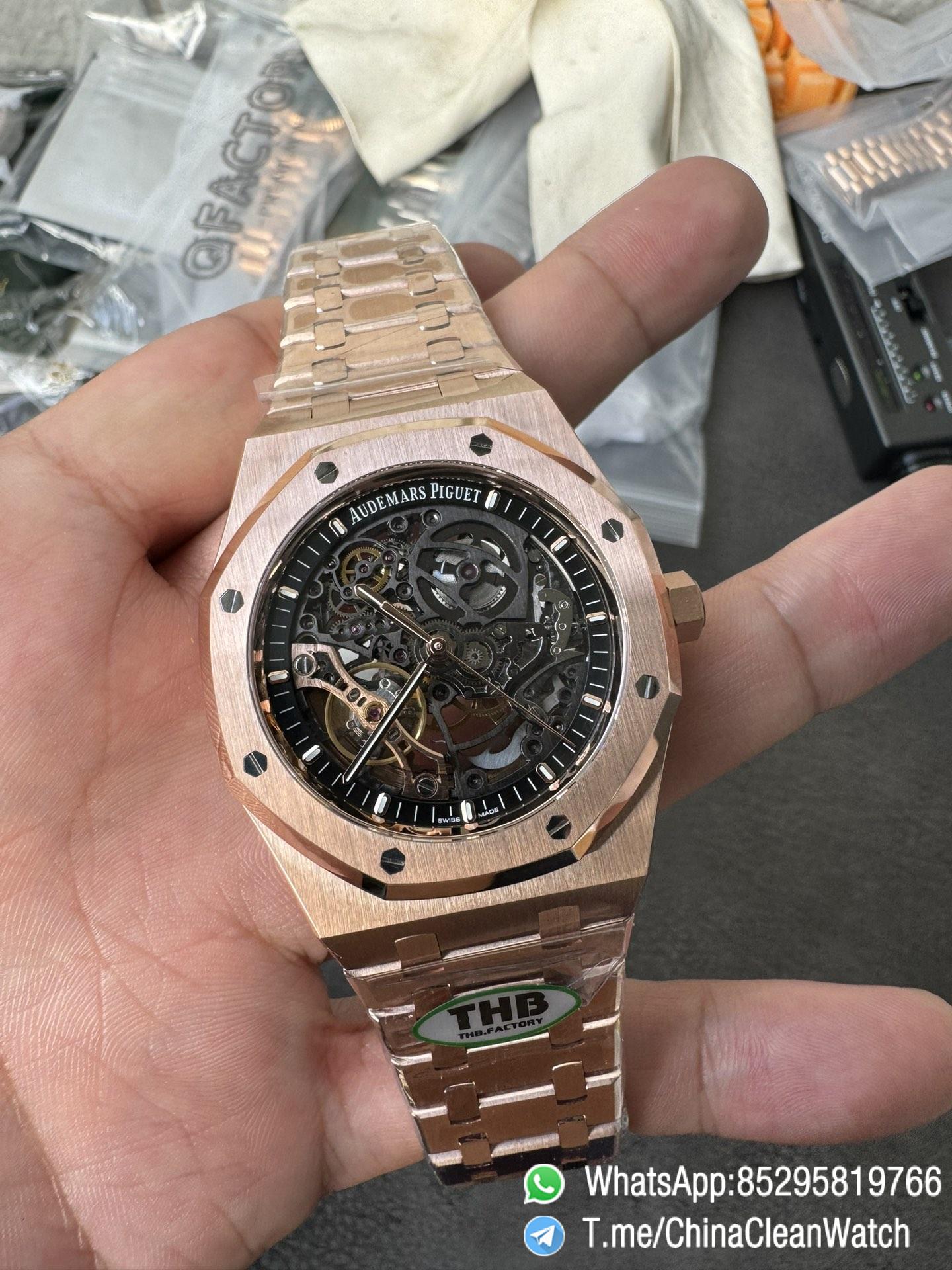 THB Factory Super Clone Royal Oak Openworked 15407 41mm Skeleton Dial Rose Gold Case and Bracelet SA3132 V2 04 THB Factory Super Clone Royal Oak Openworked 15407 41mm Skeleton Dial Rose Gold Case and Bracelet SA3132 V2 04